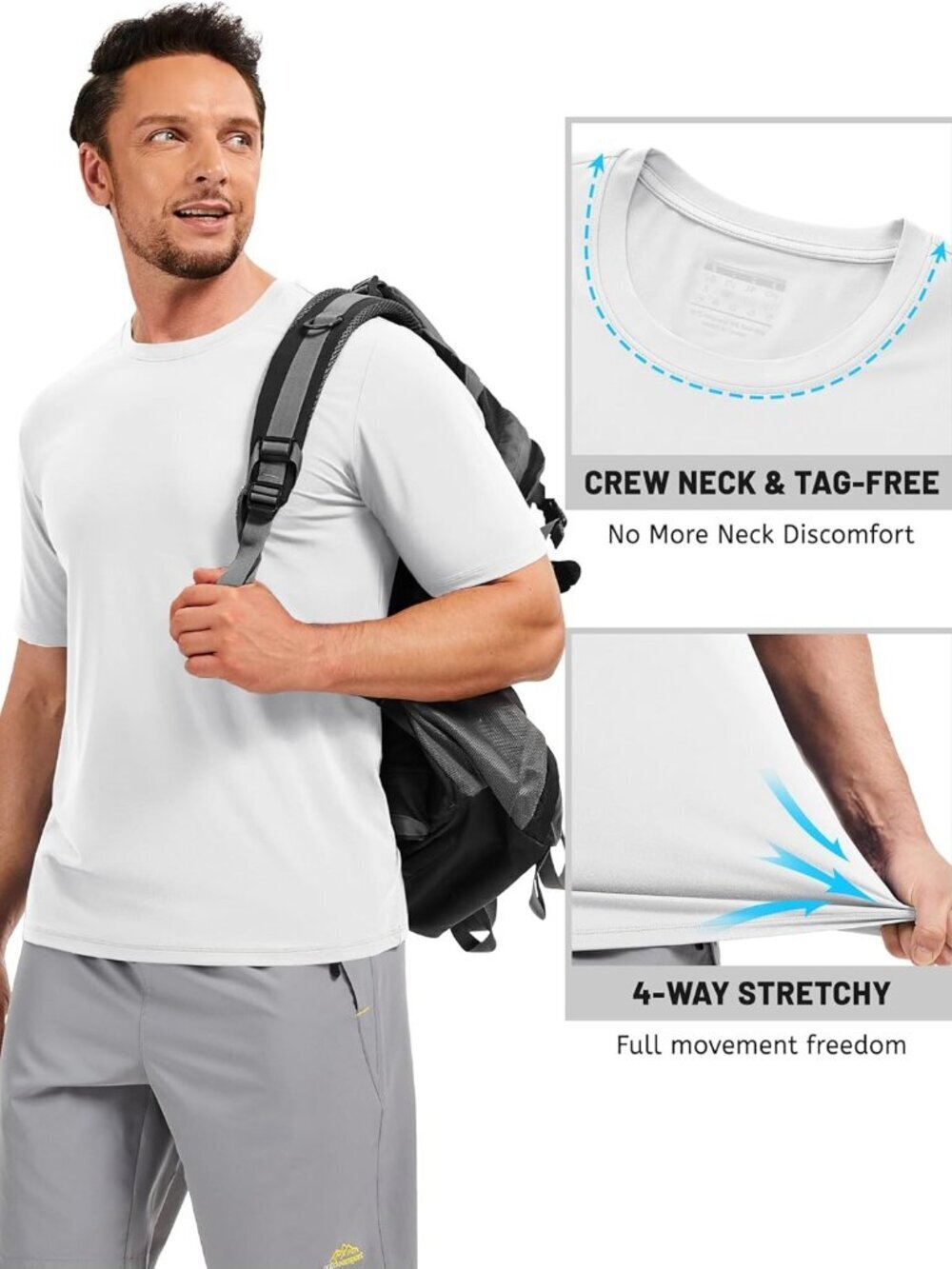 Men’s 04 White Quick-Dry Workout T-Shirt – Athletic Running Sun Protection - Picture 5 of 6